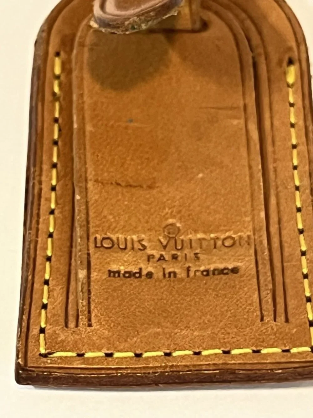 Authentic Louis Vuitton Vachetta Leather Luggage Tag Brass Buckle Made France